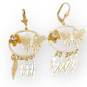 Butterflies feathers dangle earrings gold-filled earrings